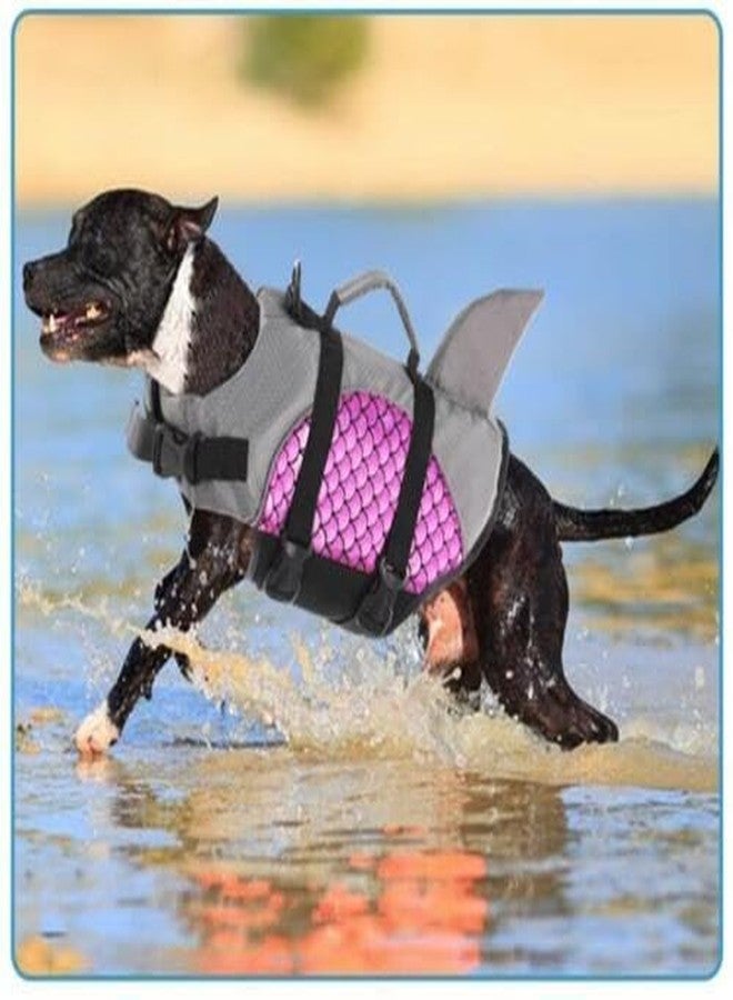 Olpad سترة نجاة للكلاب من البوليستر من أولباد، سترة عائمة على شكل سمكة قرش، سترة أمان صيفية للسباحة مع حزام قابل للتعديل ومقبض إنقاذ لحمامات السباحة والشواطئ والقوارب [وردي - صغير]، قطعة واحدة - Image 3